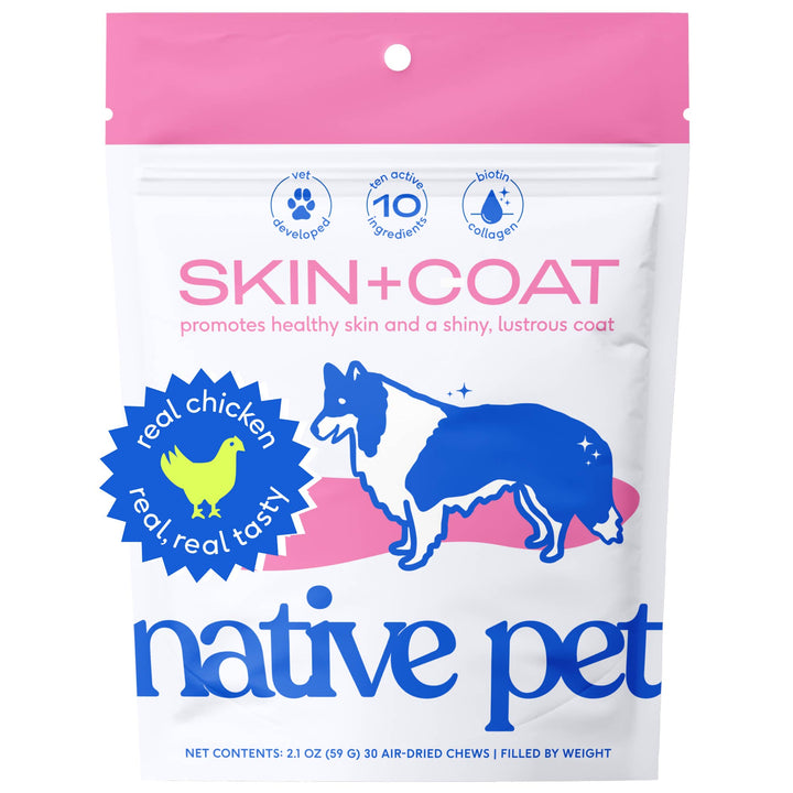 Skin + Coat Chews, Skin & Coat Supplement for Dogs: 30ct