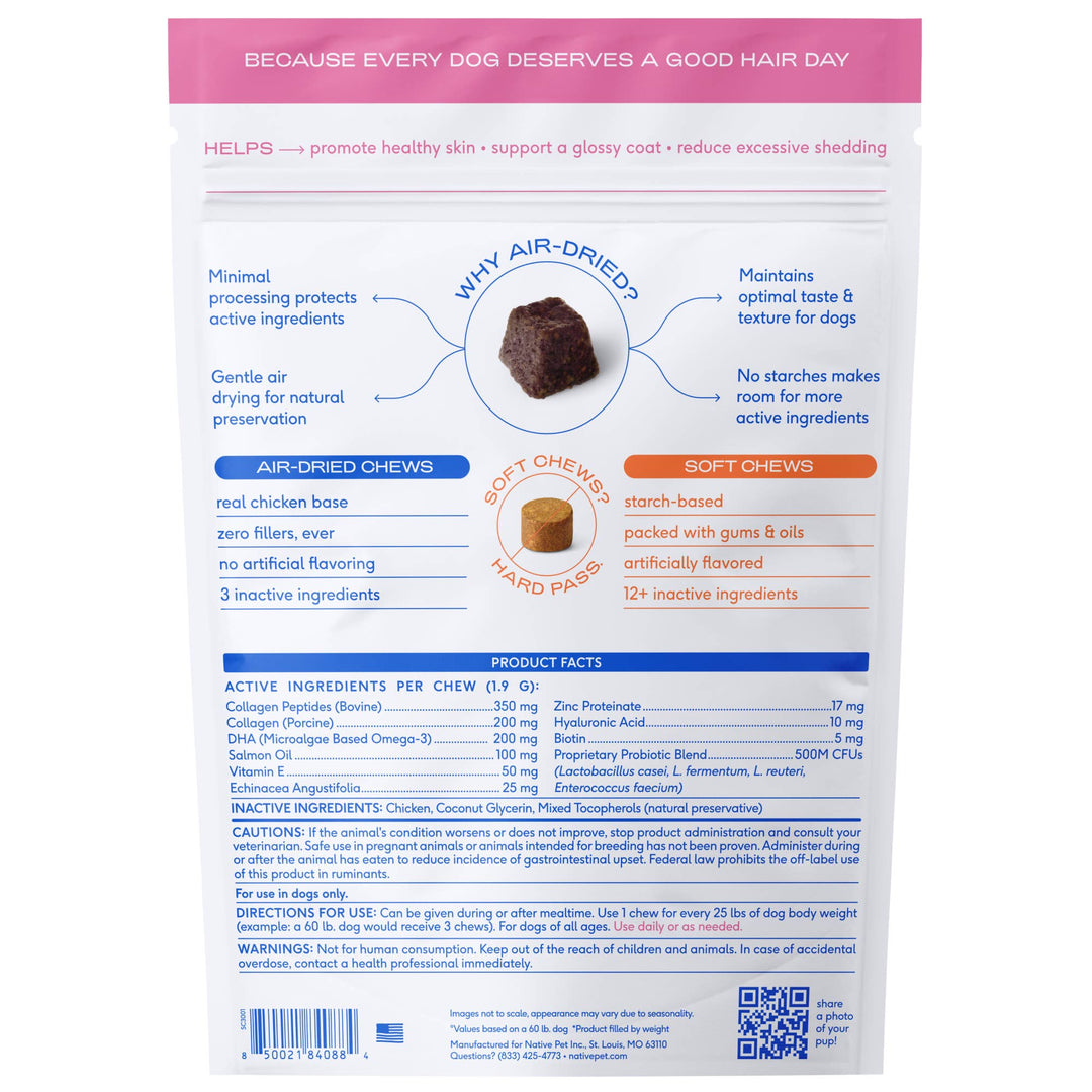 Skin + Coat Chews, Skin & Coat Supplement for Dogs: 30ct